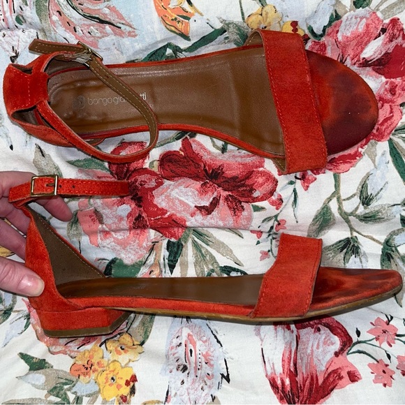 Real Italian Red suede sandals with a 0.75" inch heel by Borgo Giannotti - Picture 4 of 11